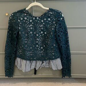 Green and white blouse